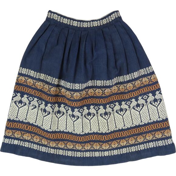 Vintage Guatemala Embroidered Art Tapestry Textile Boho Festival Hippie Skirt - Picture 1 of 5